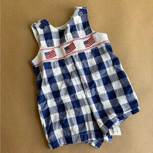 Good Lad Blue and White Plaid Baby Romper